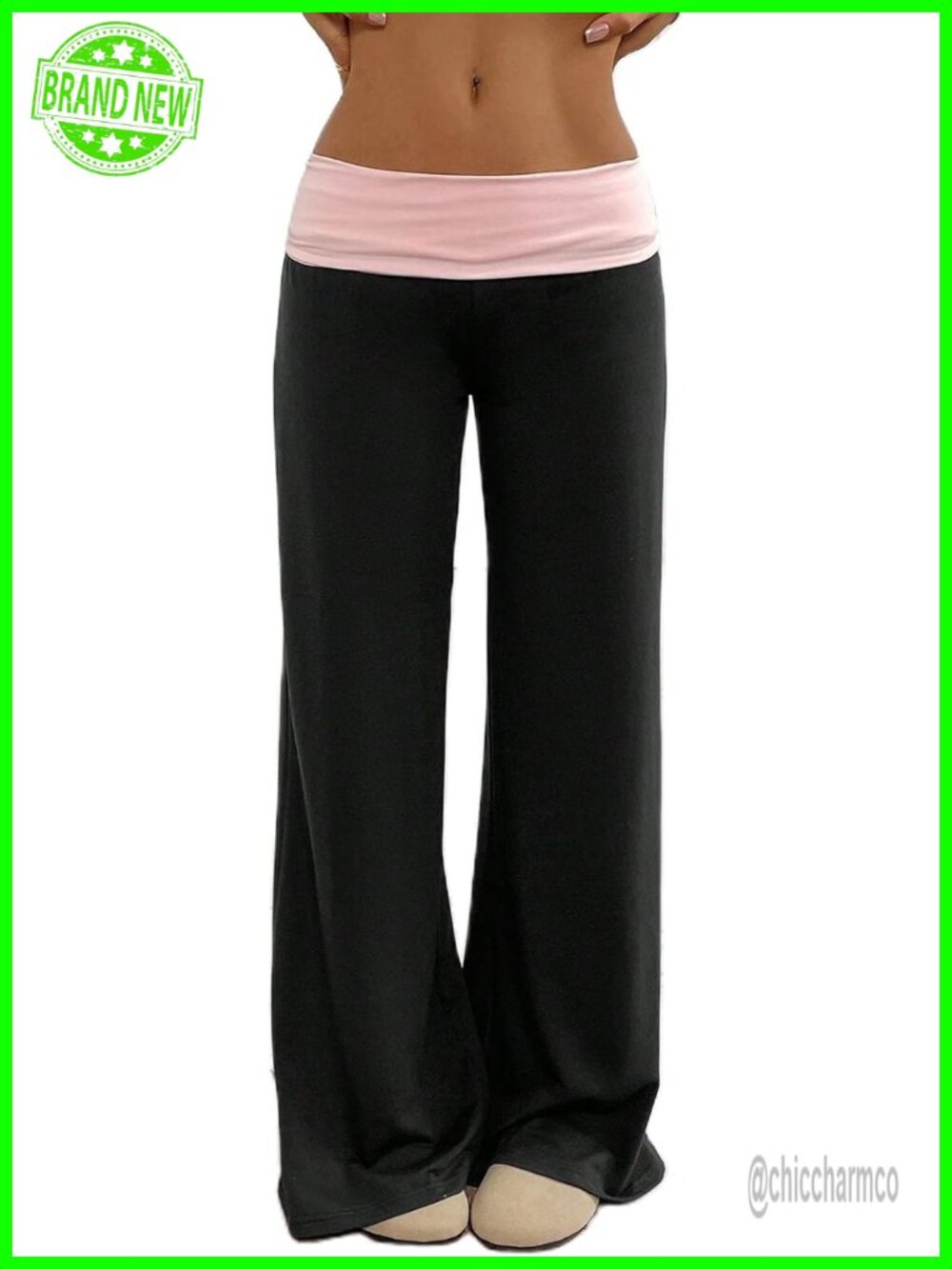 Fold Over Yoga Pants Wide Leg Sweatpants Low Rise Flare Lounge Pants Y2K